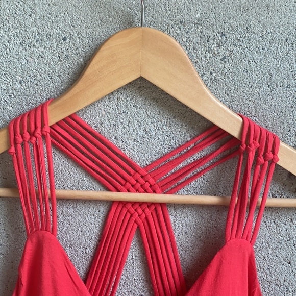 Pink Rose coral maxi dress with knotted cross cross back detail - Picture 5 of 7